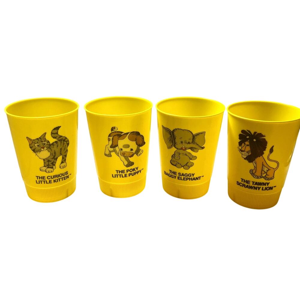 Vintage Little Golden Books Plastic Tumblers Western Publish 1982 Rare